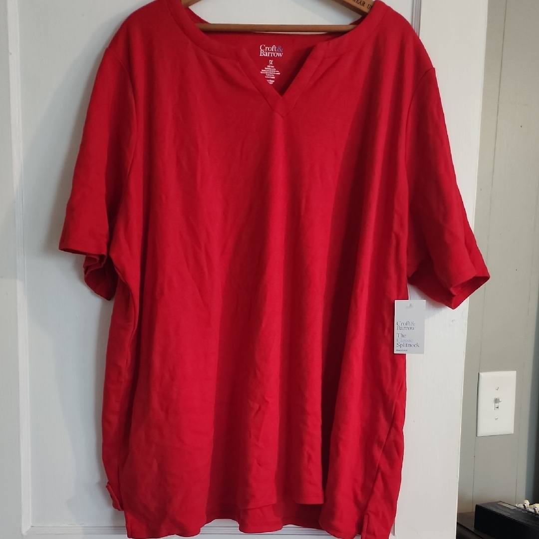 Croft & Barrow Red Short Sleeve Tee Casual Comfort